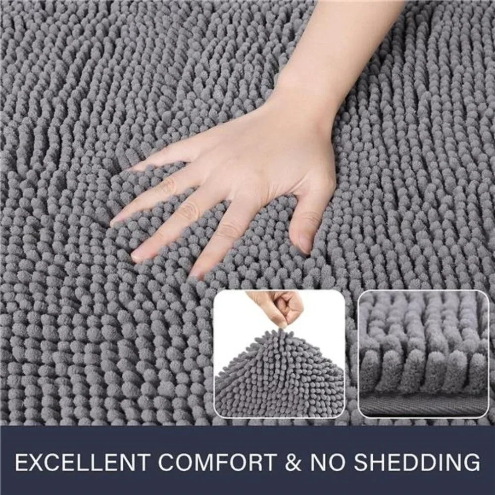 Luxury Shaggy Bath Rug 24x48 Washable Non Slip Chenille Plush Absorbent
